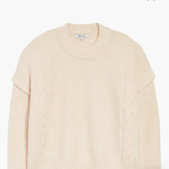 Madewell Plus Cable Havener Pullover Sweater light pink size M Alpaca wool - Picture 6 of 13